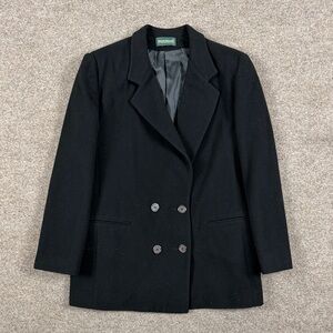 Vintage Harve Benard Black Short Double Breasted Pea Coat Womens L Preppy Jacket